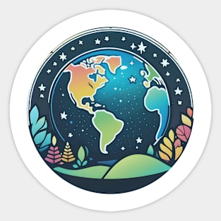 Colorful globe - fantasy earth Sticker